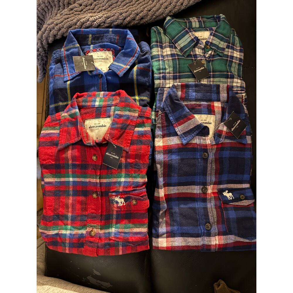 Abercrombie & Fitch kids 4 plaid flannel shirts NWT